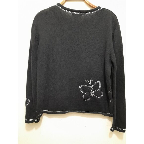 Vintage Foxcraft Womens Size S Embroidered Butterfly Black Sweater - Picture 5 of 7